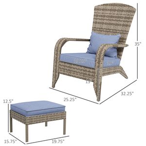 Sedia Adirondack con Poggiapiedi, Design Confortevole, Sedia in Resina per Relax all'Aperto, Cuscini Staccabili e Braccioli Larghi - Product Image 3