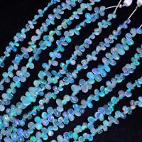 Perles d'Opale Bleue Naturelle Ultra Facettées en Forme de Poire Rondelle, Fil de Pierres Précieuses de 6 Pouces, Qualité Supérieure Faite à la Main pour la Fabrication de Bijoux