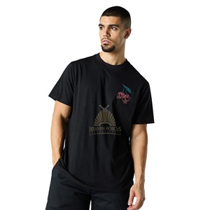 Conjunto de verano para hombre con estampado de diamantes de imitación, camisa informal, conjunto corto, Color negro, logotipo impreso personalizado, algodón, poliéster, Fitness, traje de verano - Product Image 2