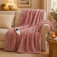 Plaid chauffant électrique 110V 50*60 pouces en flanelle polaire, chauffe rapide, protection contre la surchauffe, lavable en machine, certifié FCC ETL