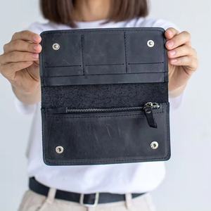 กระเป๋าสตางค์หนังแท้สำหรับผู้หญิงแบบมินิมอลทำมือยาวสำหรับเป็นของขวัญวันเกิดหรือของขวัญ LSW-0063B สำหรับคุณแม่ - Product Image 1