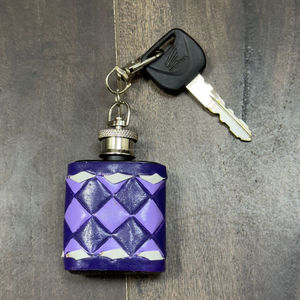 Personalized Genuine Checker Leather Mini Hip Flask Keychain Pocket Bottle with <b>Clip</b> Travel Friendly Small Flask Gift for Unisex - Product Image 5