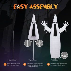 Decorazione di Halloween a Forma di Fantasma Pop-up da 1,8m con 160 LED per Esterni, Decorazioni Uniche per Halloween all'Aperto - Product Image 2