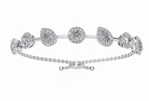 Bracelet ajustable Isabella Unity en forme de poire et de rond, 3,751 carats, 109 pierres, or jaune, rose et blanc 9k, 14k, 18k, luxe, formes multiples - Product Image 2