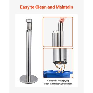 Contenitore cilindrico in acciaio inossidabile per mozziconi di sigaretta, resistente alle intemperie, da esterno, autoportante, con logo stampato - Product Image 6