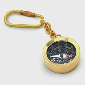 <b>Vintage</b> Brass Compass Keychain Custom Nautical Gift Collectible Souvenir Metal <b>Key</b> Ring - Product Image 3