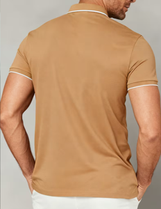 T-shirt pour homme avec logo personnalisé, manches courtes, tricoté, décontracté, boutonné devant, coupe classique, coton et élasthanne, 320g, séchage rapide - Product Image 2