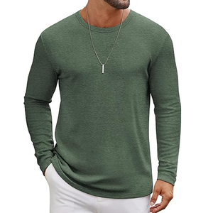 Camiseta de Manga Larga de Algodón Personalizada para Hombre, Cuello Redondo, Básica, Lisa, Proveedor al por Mayor OEM ODM - Product Image 1