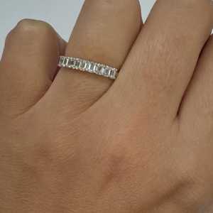 Wholesale 14k Gold Emerald Cut Lab Grown Diamond Half Eternity Band 0.75carat 9 Stone Stackable Wedding <b>Ring</b> Prong Manufacture - Product Image 4