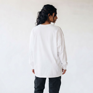 T-shirt à manches longues surdimensionné pour homme, coupe ample, imprimé, col rond, streetwear, décontracté, 100% coton, poids lourd 340GSM, t-shirt baggy - Product Image 3