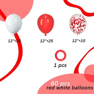 60 Palloncini in Lattice Rossi e Bianchi da 12 Pollici con 1 Nastro per Feste di Natale, Compleanno e Laurea - Product Image 3