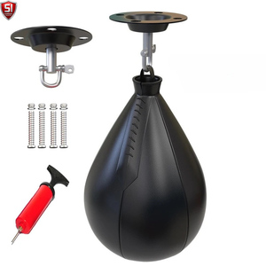 Speed Ball PU Leather <b>Boxing</b> Reflex <b>Bag</b> Black Orange Hanging <b>Punching</b> <b>Bag</b> for Training Practice - Product Image 4
