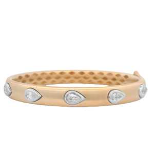 Pear Lab Grown Diamond Station Bangle Minimalist Solitaire <b>Cuff</b> Stacking <b>Bracelets</b> Bezel Set Custom 14K 18K Solid Gold Wholesale - Product Image 5