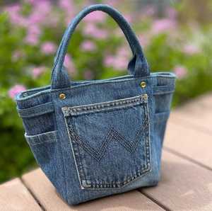 Sac fourre-tout en denim de coton robuste pour femmes, sac à main polyvalent en tissu, sac à bandoulière multi-poches, sac de voyage décontracté, sac d'école, sac de courses - Product Image 6