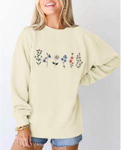 Sweat-shirt tendance pour femme, col tricoté, manches longues, décontracté, mélange de coton, respirant, écologique, confortable, coupe ample, hiver - Product Image 6