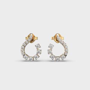 Luxury 14K Gold Filled Princess Cut Diamond Huggie Earrings Women's Geometric <b>Stud</b> Jewelry Everyday Wear - Product Image 1