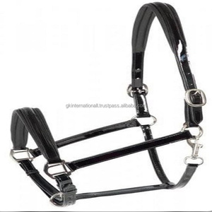 Top Quality Platin Patent Leather Horse <b>Halter</b> Softly Padding on Noseband With Heavy Brass Accessories - Product Image 1