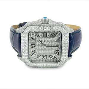 Elegante Reloj Unisex de Lujo con Movimiento Digital, Caja Cuadrada de Acero Inoxidable, Cristal de Moissanita con Corte Radiante, Números Romanos, Edición Limitada - Product Image 1