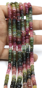 Perles de pierre en forme de pneu à facettes multi-tourmaline de haute qualité 6mm durables et élégantes - Product Image 4