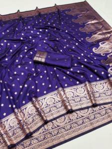 Sari Banarasi Étnico Tradicional Indio con Tejido Zari, Materiales Reciclados, para Todas las Estaciones, Bodas, Ocasiones Festivas y Funciones - Product Image 2