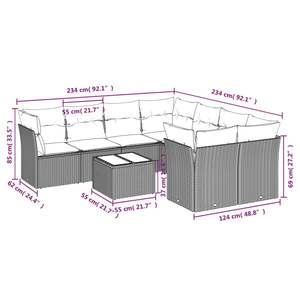 9 Piece Modular Gray PE Rattan <b>Patio</b> Sofa Set Modern 9 Piece Modular Gray PE Rattan <b>Patio</b> <b>Furniture</b> Set - Product Image 3