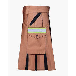 Brown and <b>Black</b> Color Firefighter Kilt 100% Cotton Tactical Work Kilt for <b>Men</b> with Reflective Safety Tape - Product Image 2