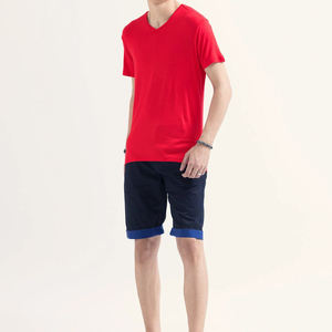 T-shirt décontracté pour homme à col en V, manches courtes, coton léger, respirant, séchage rapide, gym, streetwear, t-shirts pour homme - Product Image 1