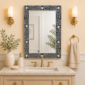 Bone Inlay <b>Mirror</b> Floral <b>Mirror</b> Blue <b>Wall</b> Decor Handmade <b>Mirror</b> Decorative <b>Mirror</b> Vanity <b>Mirror</b> <b>Wall</b> Hanging Bedroom Decor - Product Image 5
