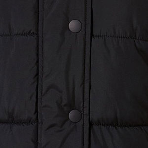 Chaqueta Acolchada Negra para Mujer con Capucha Desmontable, Manga Larga, Largo Regular, Ropa de Invierno, Color Sólido, Cierre de Botones - Product Image 6