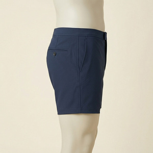 Men's Navy Blue Solid Board Shorts Mid Waist Drawstring Closure Quick Dry Windproof Breathable Waterproof Pockets OEM Service - Product Image 2