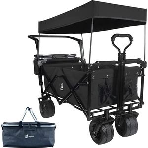 All Terrain Brake 140L Foldable Collapsible Wagon Cart with Removable Canopy for <b>Camping</b> - Product Image 1