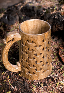 Jarra Vikinga de Madera Pulida Hecha a Mano, Jarra Moderna Reutilizable, Ecológica, Apta para Microondas, con Certificación CE, Asa para Agarrar, para Cerveza y Vino - Product Image 3
