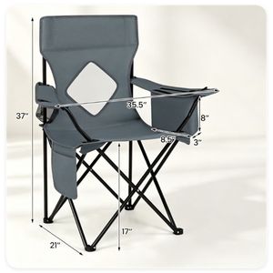 Sedia da Campeggio Pieghevole con Telaio in Metallo Resistente, Portabicchieri, Sedia Portatile da Esterno con Borsa Termica e Tasca Laterale per Parchi - Product Image 3