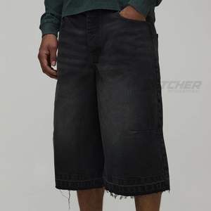 Shorts en denim léger extensible (Spandex/Polyester) style streetwear décontracté Y2K respirant avec broderie pour l'été - Product Image 6