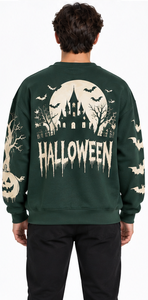 Halloween <b>Sweatshirt</b> <b>Cute</b> Pumpkin Ghost Graphic Oversized Crew Neck Long Sleeve Terry Pullover 100% Cotton Pocket Autumn Winter - Product Image 6
