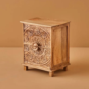 โต๊ะข้างเตียงไม้เนื้อแข็งทันสมัย พร้อมตู้เก็บของและดีไซน์แบบเปิด แกะสลักด้วยมือ เฟอร์นิเจอร์ห้องนอนอเนกประสงค์ ปรับแต่งสีได้ - Product Image 1