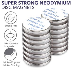 Confezione da 6 magneti a disco al neodimio super resistenti, adesivi su entrambi i lati, potenti magneti permanenti in terre rare per frigorifero, fai da te, costruzioni, promozione - Product Image 1