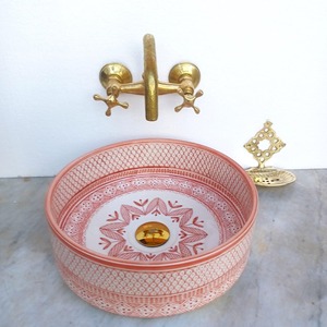 Lavabo de salle de bain de luxe en nacre blanche de qualité supérieure, écologique, 26 cm, forme personnalisable, pour projets de rénovation hôtelière - Product Image 2