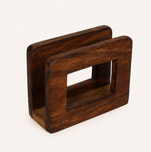Modern Minimalist Wooden Napkin Holder & <b>Tissue</b> Stand Free Standing Square Design Eco-Friendly Dark Brown Finished - Product Image 4