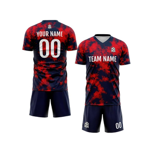 Hot Sale Sublimated 100% Polyester Football Team Kit <b>Soccer</b> Uniform Moisture Wicking Elastic Waist V-neck Short Sleeve Sports - Product Image 2