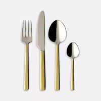 Ensemble de couverts minimalistes en or, finition miroir, passe au lave-vaisselle, pour mariage, dîner, manche en métal, pour la maison, restaurant, hôtel, tables