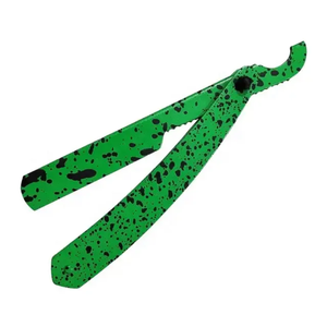 Porte-lame de rasoir en acier inoxydable texturé jaune et noir, couteau de barbier pliable à bord droit pour lames turques jetables - Product Image 4