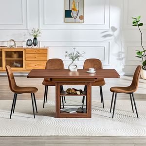 Set Moderno di Tavolo da Pranzo Allungabile 59-71 Pollici con 4 Sedie in Tessuto Tecnologico e Tavolo Estraibile in MDF per Sala da Pranzo - Product Image 2