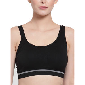 Sujetador deportivo de yoga para mujer al por mayor, de alta sujeción, con espalda cruzada, tela antibacteriana, logo frontal, material de elastano y nailon - Product Image 6