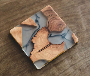 Handcrafted Wood Resin <b>Coasters</b> Epoxy Resin <b>Coasters</b> Stylish <b>Drink</b> Cup Mat Kung Fu Tea Cup <b>Coasters</b> Kitchen Gadgets Home Decor - Product Image 5