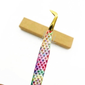 Pince à épiler de précision antistatique en acier inoxydable avec pointe en plasma doré, revêtement papier, poignée diamantée, haute qualité, vendue à l'unité sur carte - Product Image 3
