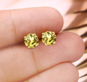 Pendientes de Zafiro Amarillo, Plata de Ley 925, Chapados en Oro de 14K, Piedras Preciosas de Ceilán, Joyería Fina para Mujer - Product Image 6