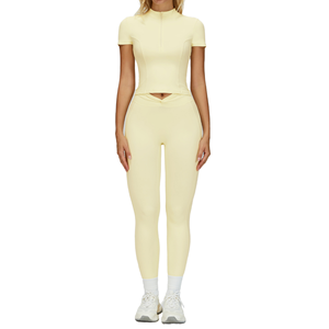 Custom Logo Solid Women Workout 2 Piece Set Breathable <b>Quick</b> Dry Stand Collar Zip Jacket Drawstring Wide Leg Sweatpants Gym - Product Image 2