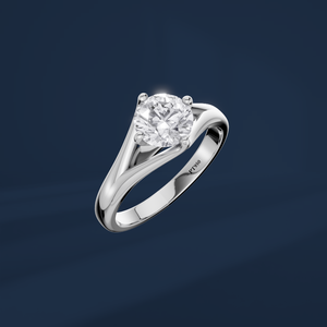 Bague de fiançailles classique pour femme avec diamant rond brillant PT950, bijoux en diamant naturel - Product Image 1