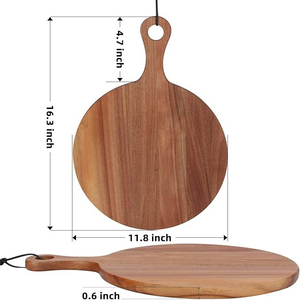 Round Acacia Wood Cutting Board with Handle Solid Wood <b>Kitchen</b> Chopping Board Food Grade Eco Friendly OEM Supplier - Product Image 1